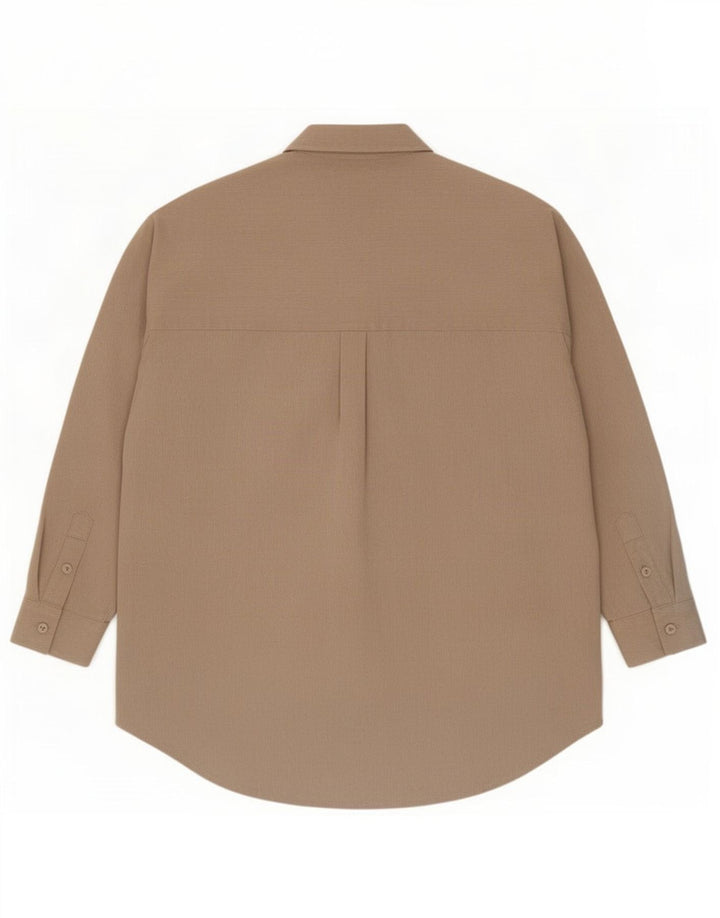 Zara Dame Oversized Shirt UK 10 Small Beige Polyester