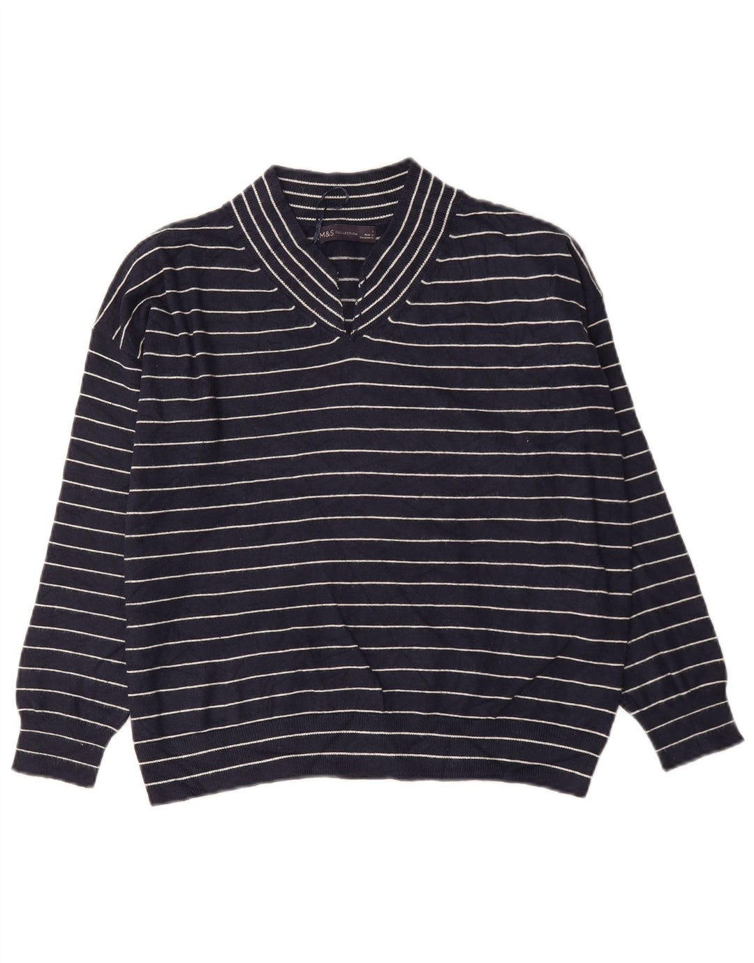 Marks & Spencer Dame V-hals sweater UK 10 Small Navy Blue