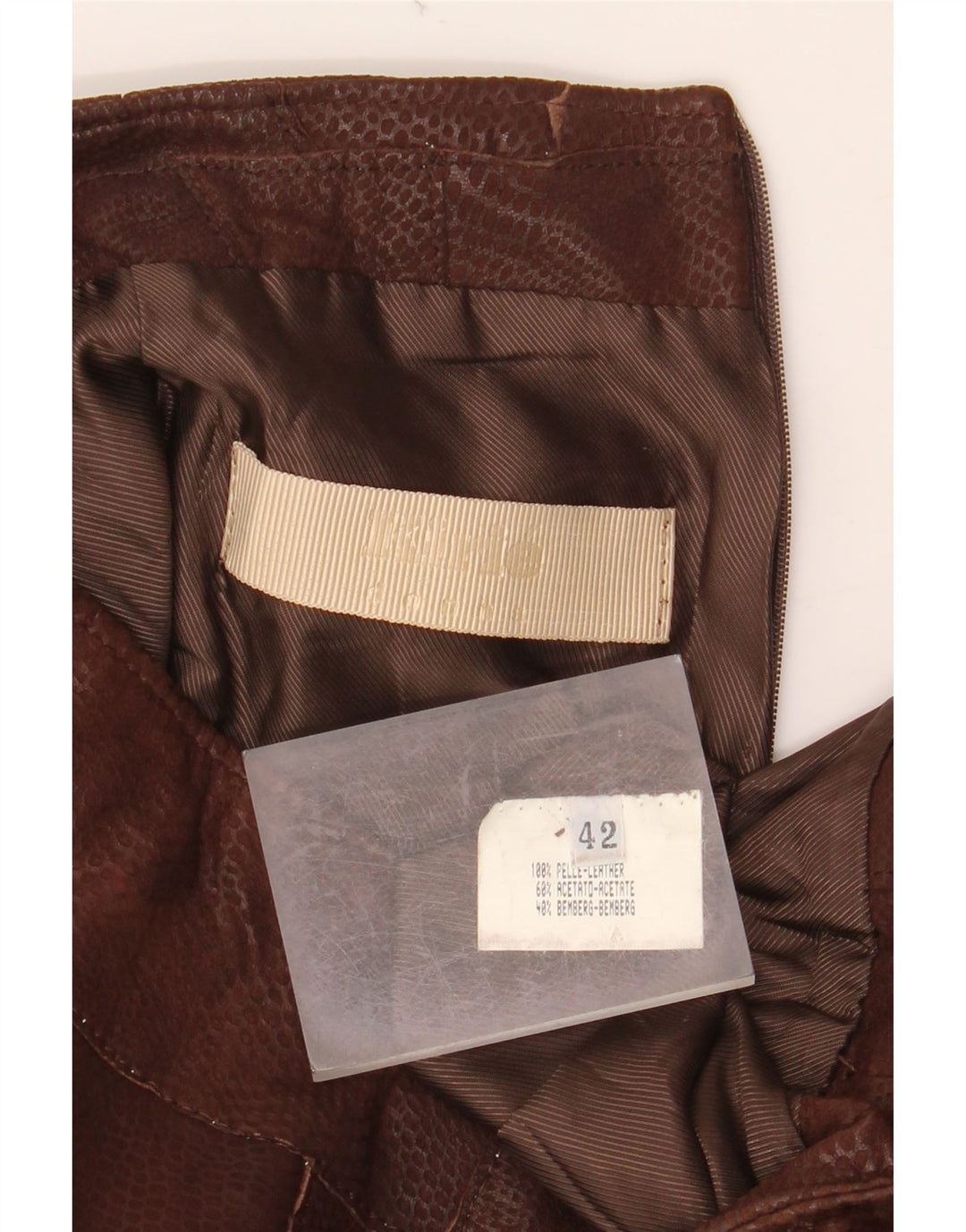 VINTAGE Lædernederdel til kvinder IT 42 Medium W30 Brun Animal Print Læder