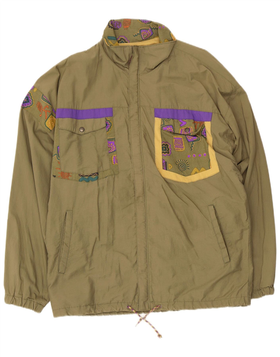 Cider Herre Utility Jacket EU 46 Small Khaki Geometrisk Bomuld