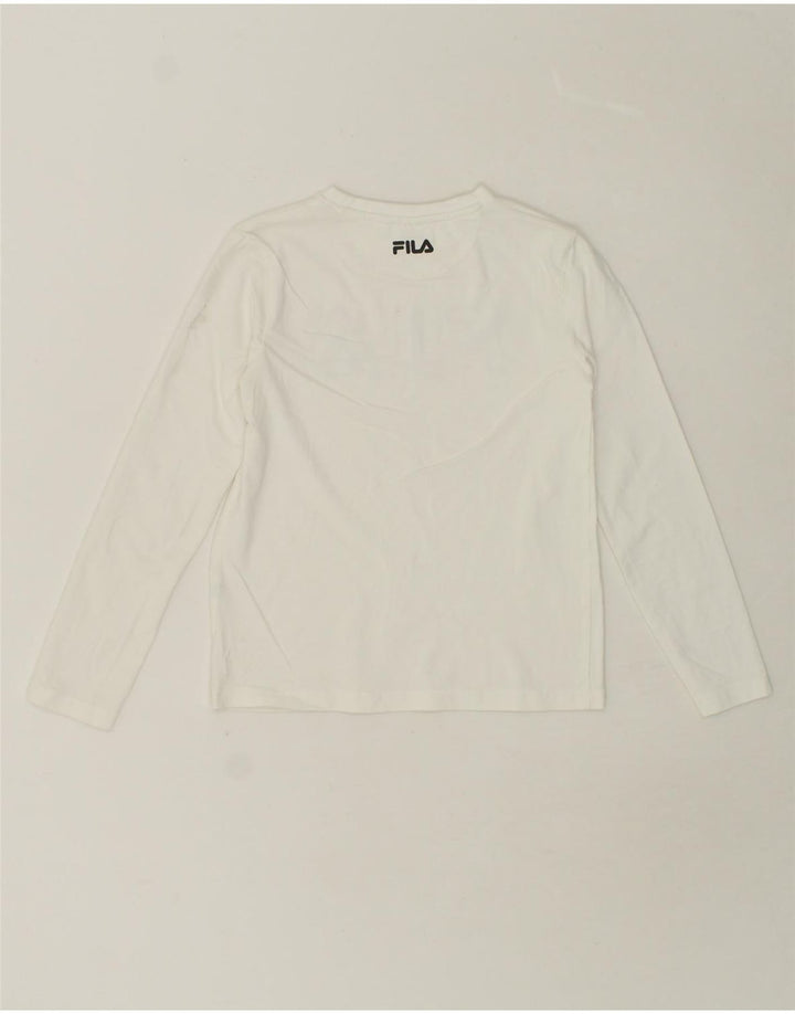 FILA Boys Graphic Top Long Sleeve 9-10 Years White Vintage Fila and Second-Hand Fila from Messina Hembry 