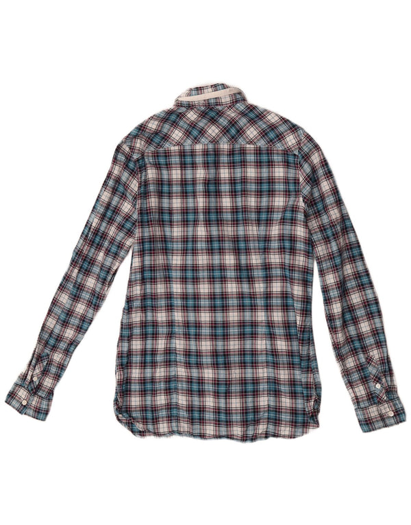 Tommy Hilfiger Dame Flæse Front Shirt Bluse US 6 Medium Blue Check