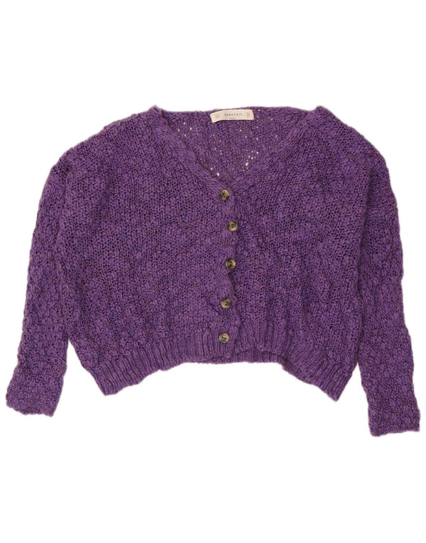 Zara Womens Crop Oversized cardigan sweater UK 14 Medium Purple Acryl