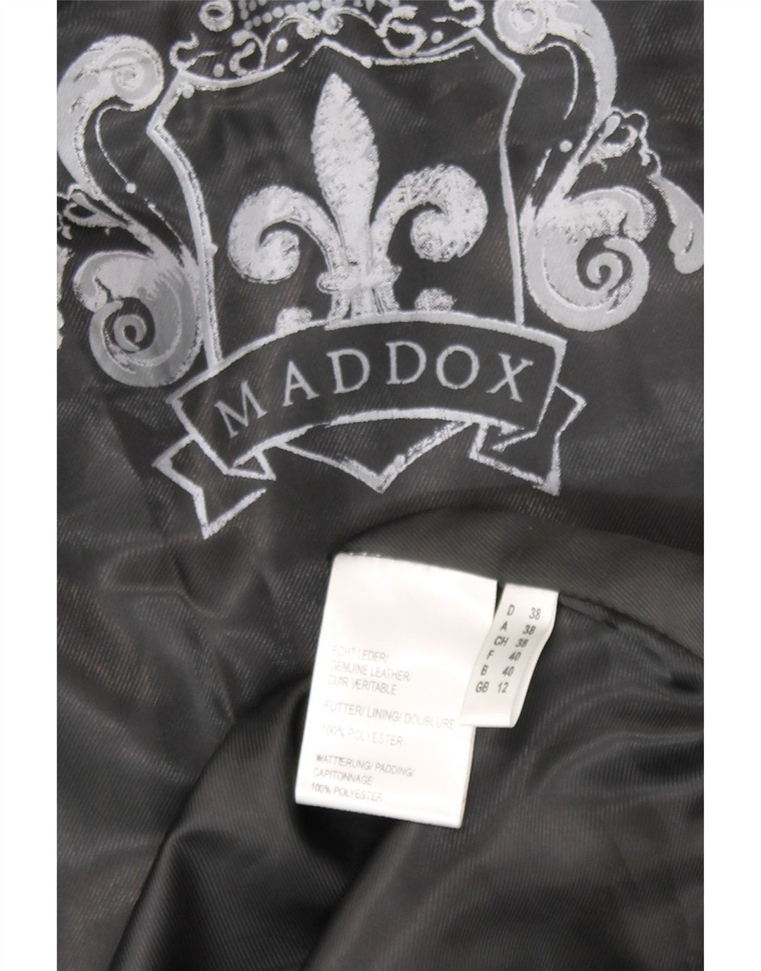 Maddox Dame Hætte Læder Polstret Frakke UK 12 Medium Sort Læder