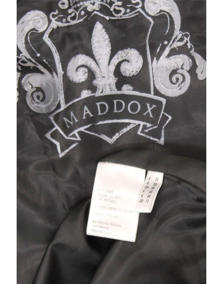 Maddox Dame Hætte Læder Polstret Frakke UK 12 Medium Sort Læder