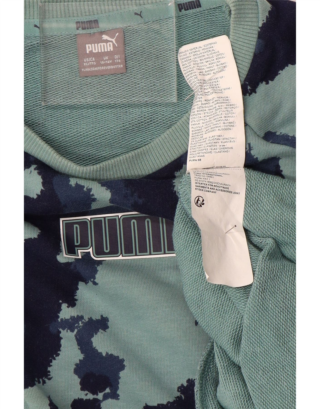 PUMA Boys Sweatshirt Jumper 15-16 år Turkis Camouflage Polyester