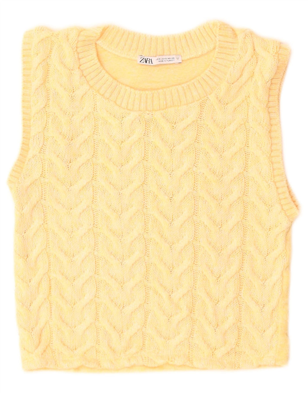 Zara Dame Crop Vest Tank Top UK 8 Lille Gul