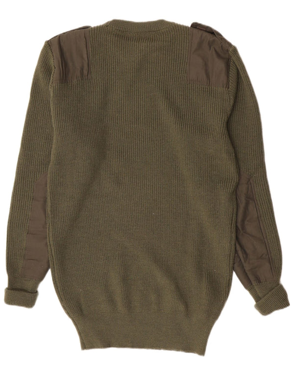 Vintage Herre Military Crew Neck Jumper Sweater IT 56 2XL Khaki Wool