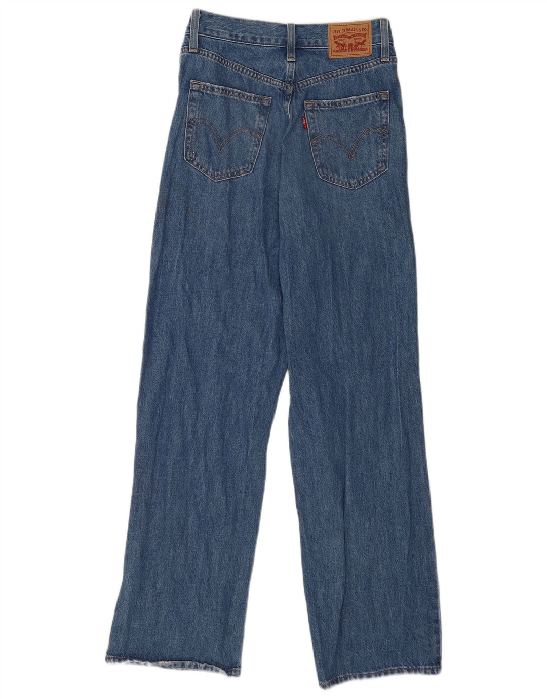 Levi's Dame Distressed High Rise Straight Jeans W26 L31 Blå Bomuld