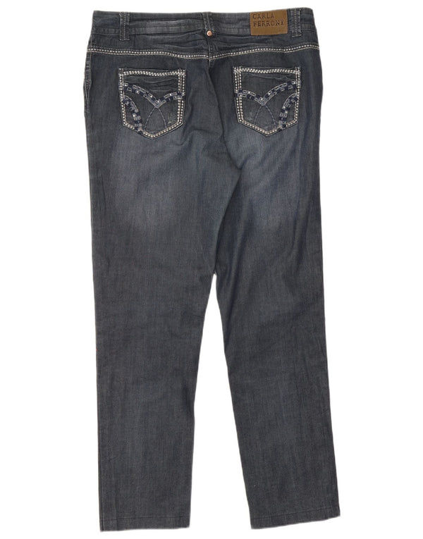 CARLA FERRONI Dame Slim Jeans IT 50 XL W34 L29 Marineblå