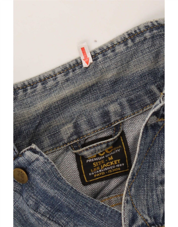 Lee Womens Crop Denim Jacket UK 12 Medium Blue Cotton