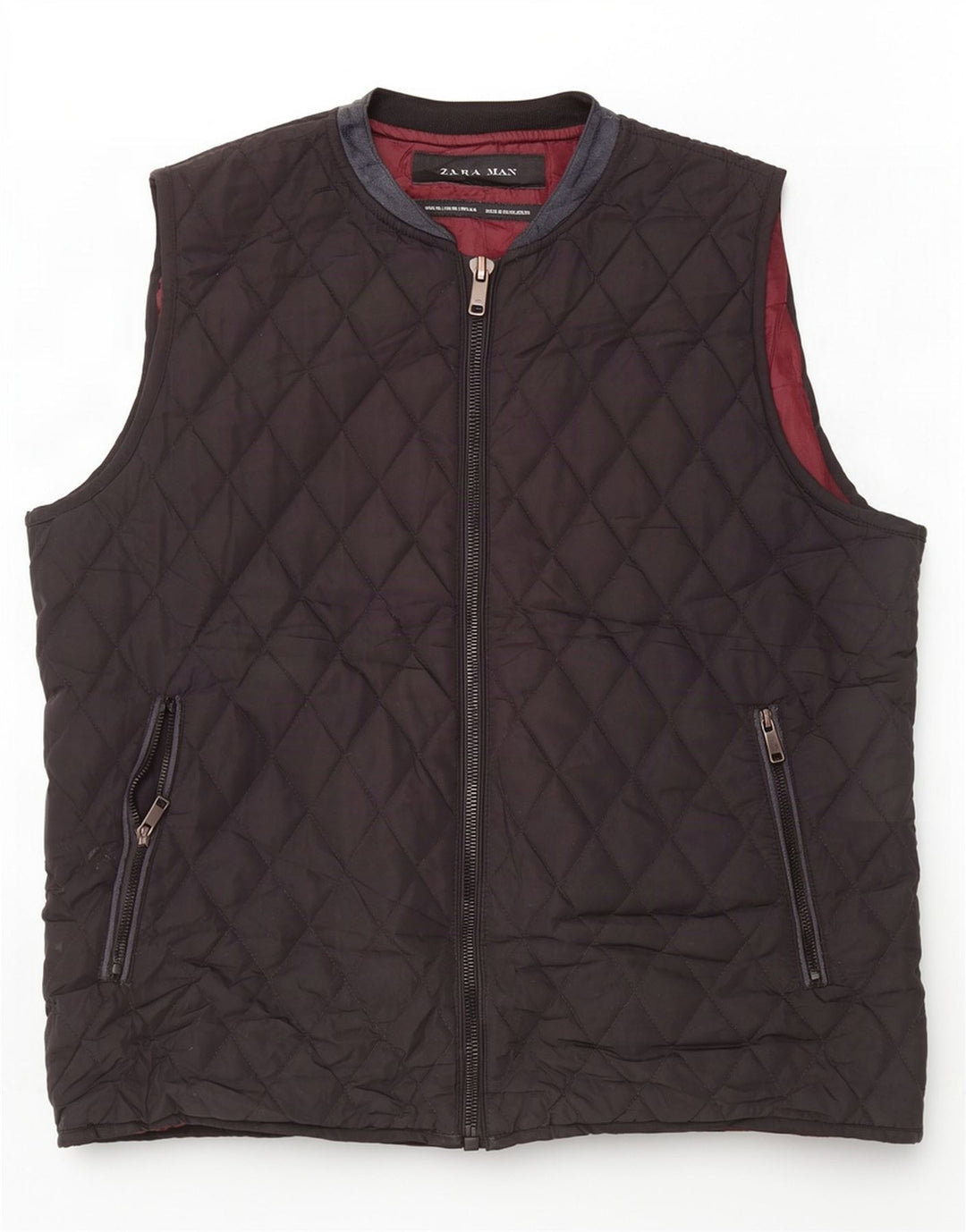 Zara Herre Quiltet Gilet UK 42 XL Sort