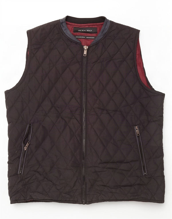 Zara Herre Quiltet Gilet UK 42 XL Sort