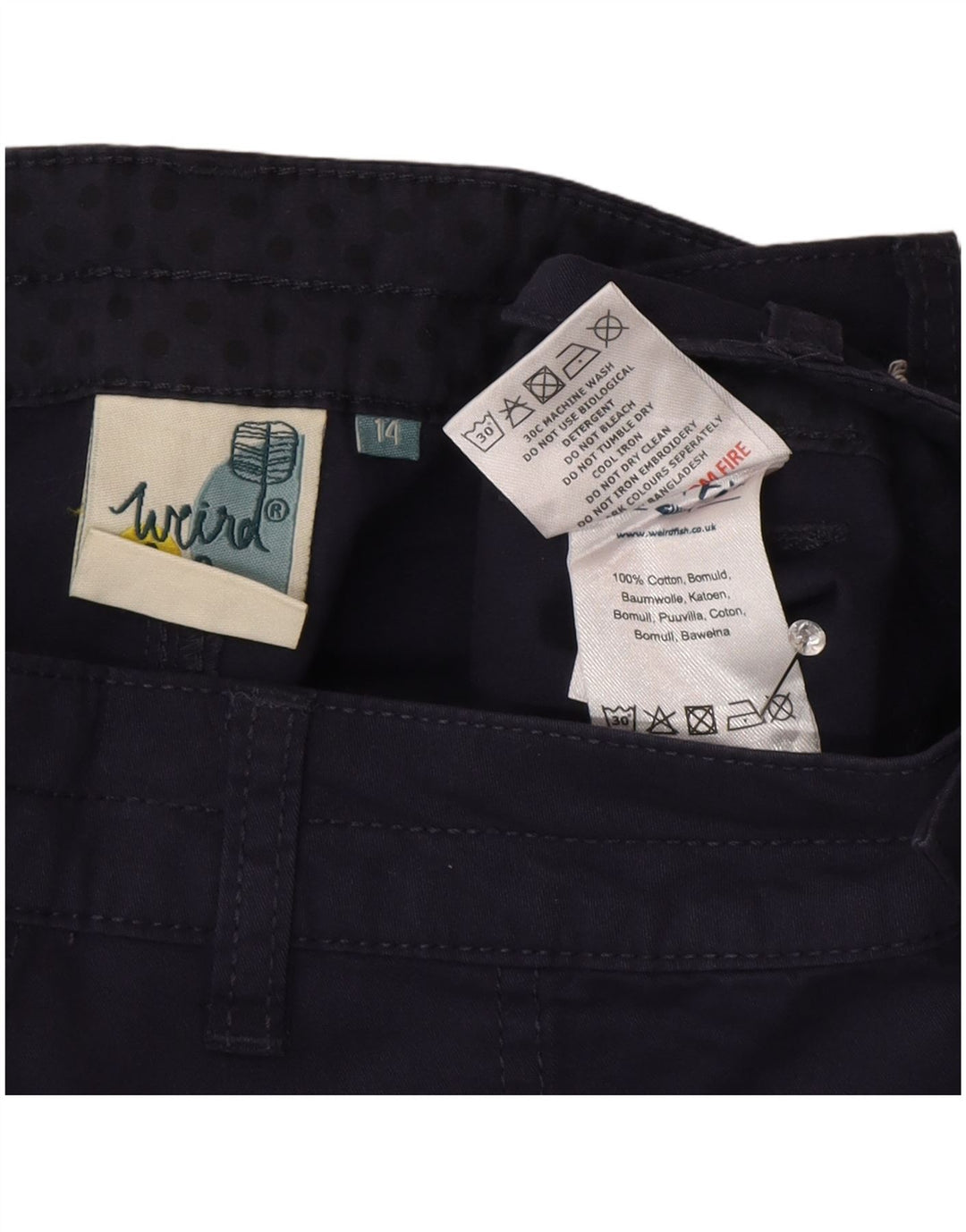 Weird Fish Dame Cargo Shorts UK 14 Large W34 Navy Blue Cotton