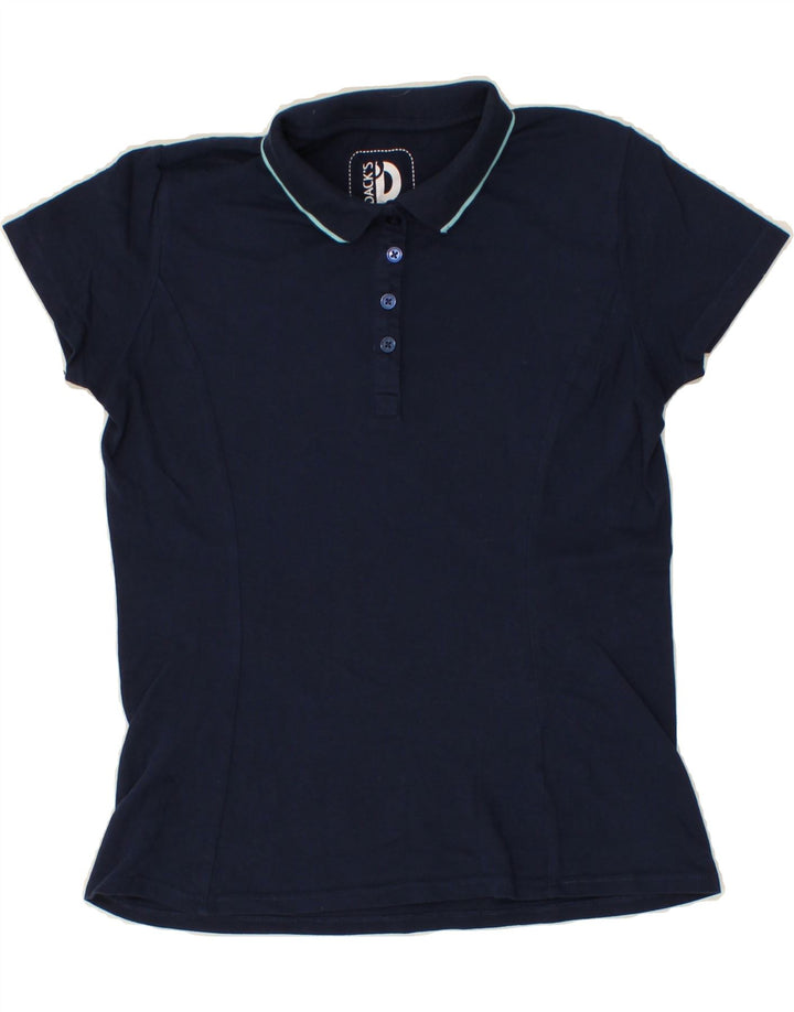 DACK'S Womens Polo Shirt UK 12 Medium Navy Blue Cotton Vintage Dack's and Second-Hand Dack's from Messina Hembry 