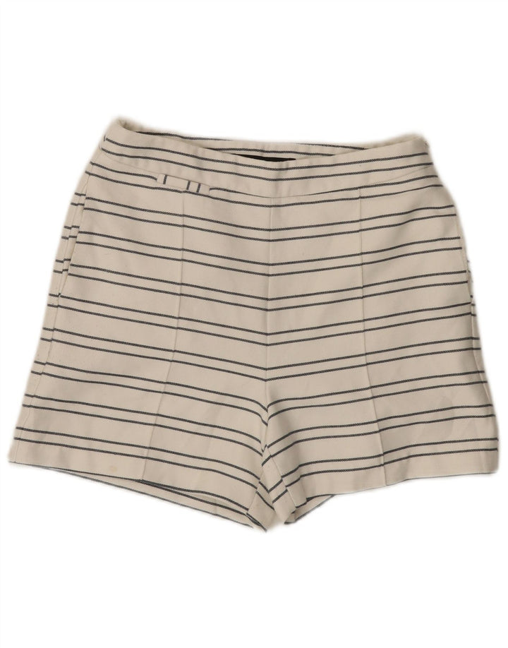 Zara højtaljede chinoshorts til kvinder Small W26 hvidstribet polyester
