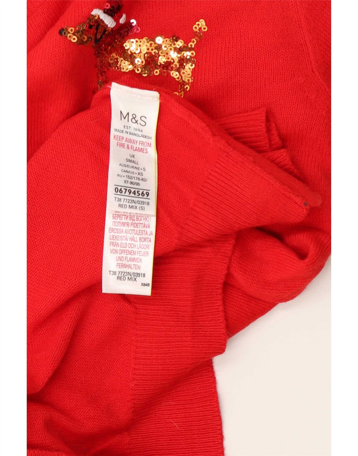 Marks & Spencer Dame sweater med rund hals DK 10 Lille rød akryl