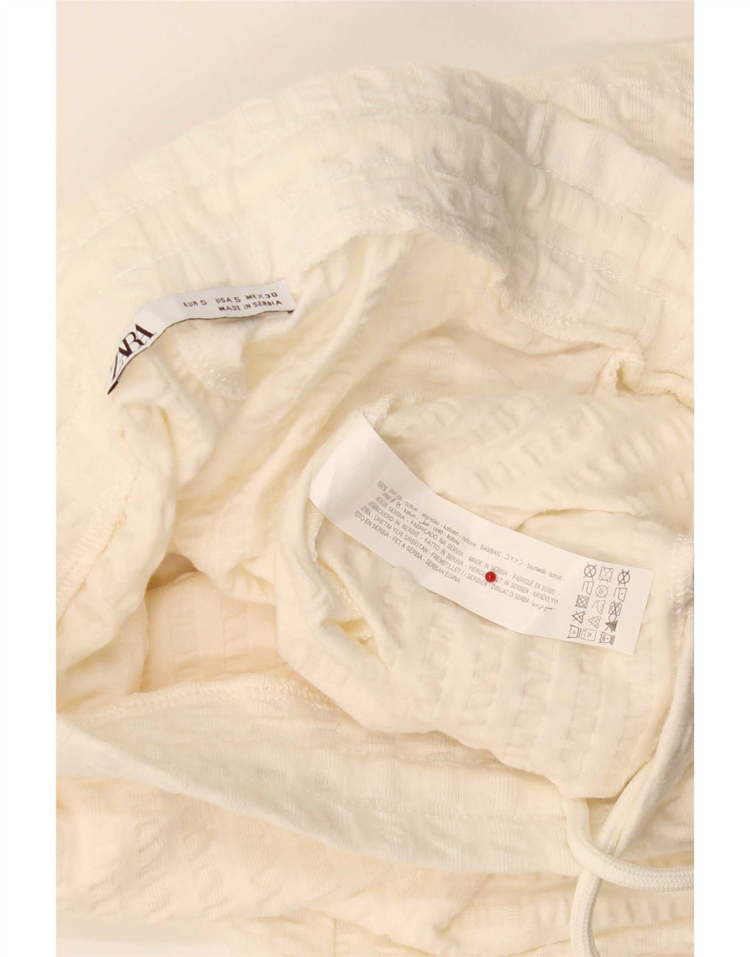 Zara Herre Sportshorts Små off White Stribet bomuld