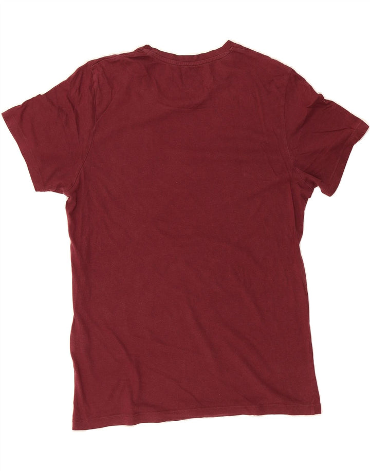 JACK & JONES Mens Graphic T-Shirt Top Medium Burgundy Cotton Vintage Jack & Jones and Second-Hand Jack & Jones from Messina Hembry 
