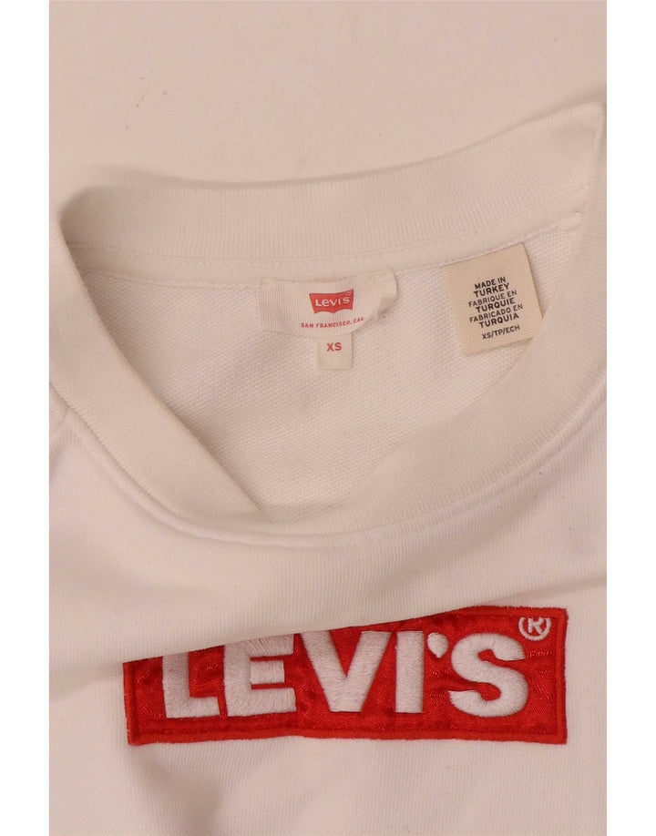 Levi's Dame grafisk oversize sweatshirt trøje UK 6 XS Hvid