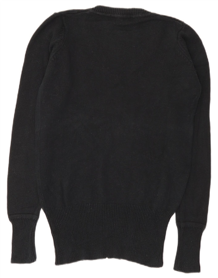 Zara Dame V-hals sweater UK 12 Medium Sort Bomuld
