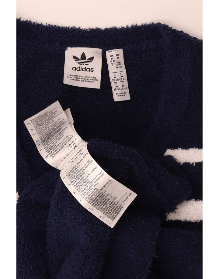 Adidas Dame Vest Tank Top UK 12 Medium Navy Blue Stribet Polyester