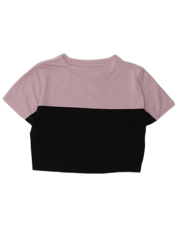 Fila Womens Crop T-Shirt Top UK 10 Small Purple Colourblock Cotton