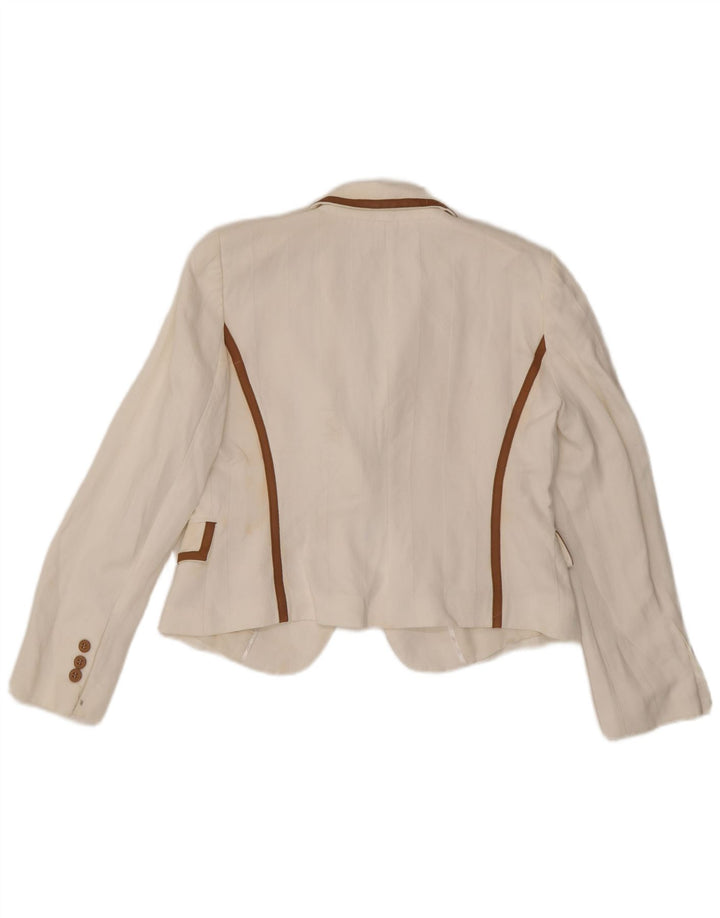 Zara Dame 1 Knap Blazer Jacket UK 16 Large White Viscose