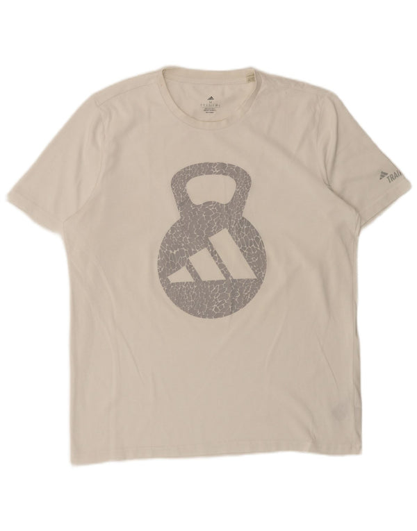 Adidas Grafisk T-shirt top til mænd Medium hvid bomuld