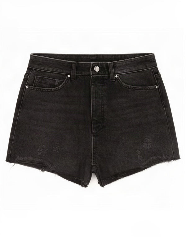 Zara Womens Distressed Denim Shorts EU 38 Small W28 Grå Bomuld