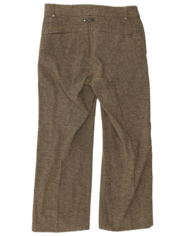 Fila Womens Loose Fit Cropped Trousers UK 10 Small W28 L25 Khaki Bomuld