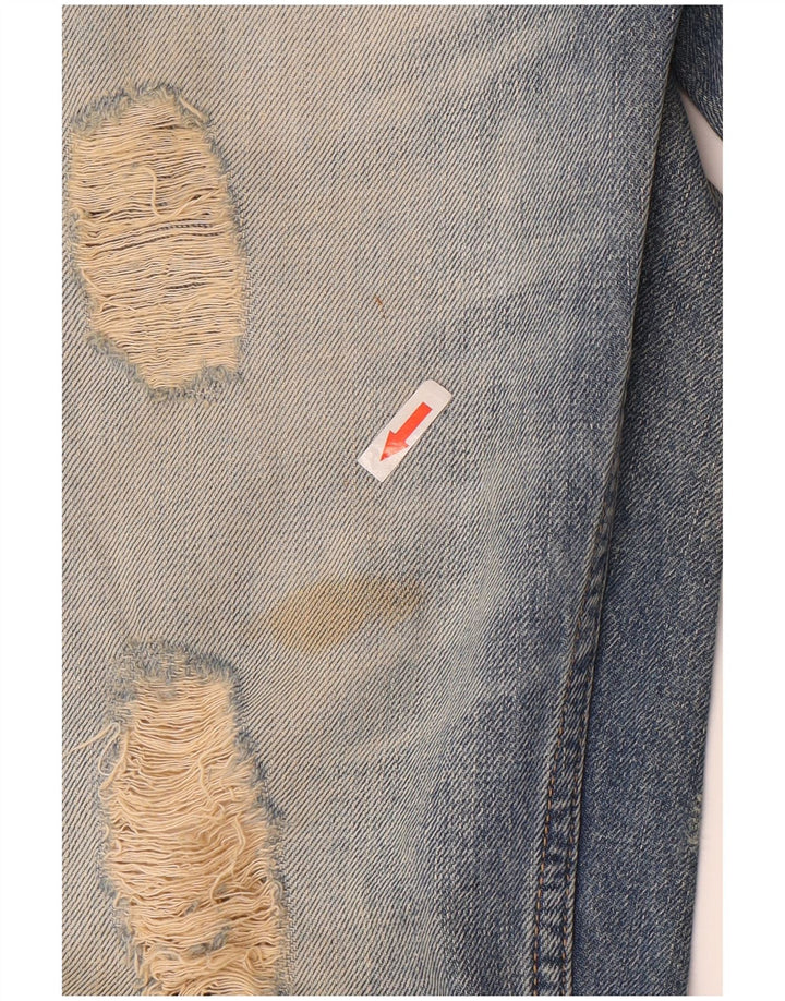 Dolce & Gabbana Dame Distressed Straight Jeans W32 L37 Blå Bomuld