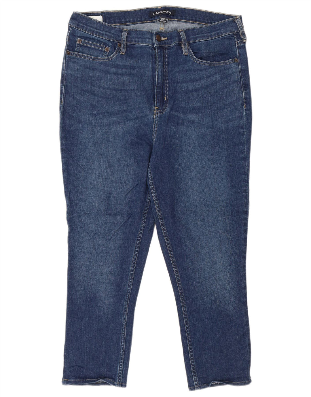 CALVIN KLEIN Dame Capri Jeans W32 L22 Blå Bomuld