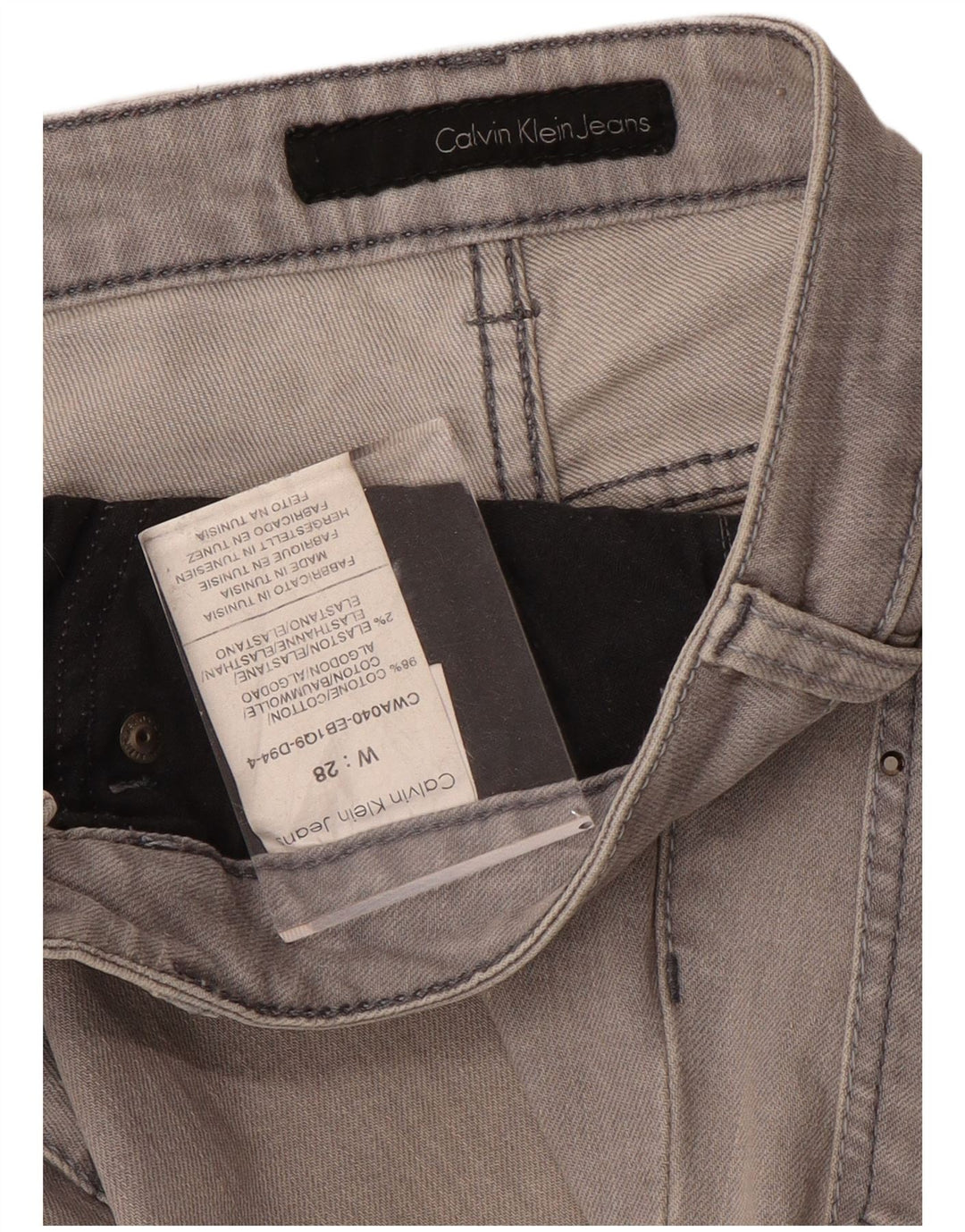 CALVIN KLEIN Lige jeans til kvinder W28 L33 Grå bomuld