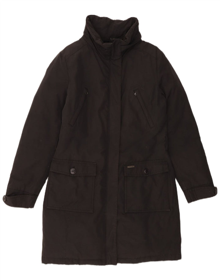 Woolrich Dame Polstret Frakke UK 14 Stor Sort Bomuld