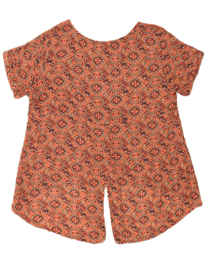 Fat Face Dame Asymmetrisk Bluse Top UK 14 Medium Orange Paisley Viscose
