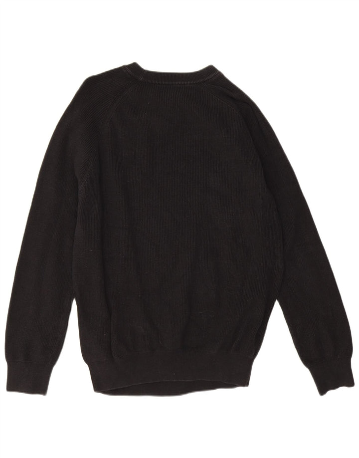 Zara Herre Boat Neck Jumper Sweater Stor Sort Bomuld