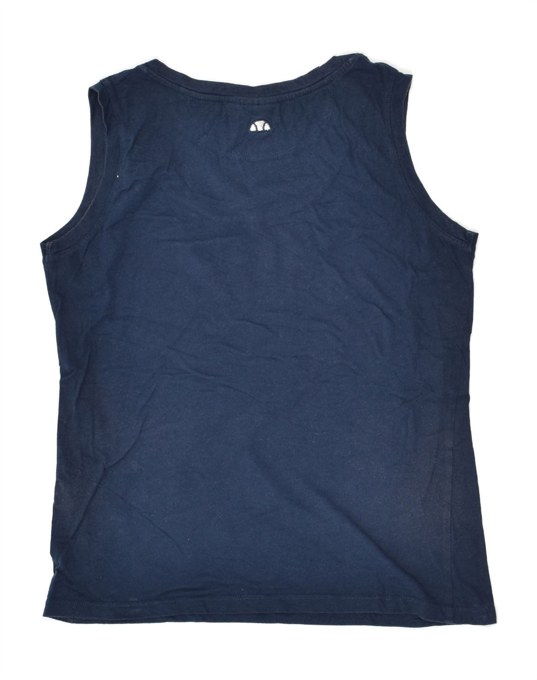 ELLESSE Womens Graphic Vest Top UK 14 Large Navy Blue Cotton | Vintage Ellesse | Thrift | Second-Hand Ellesse | Used Clothing | Messina Hembry 