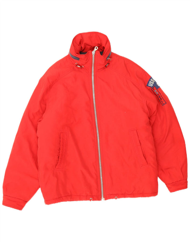 Polbot Herre Loose Fit Polstret Jakke UK 38 Medium Rød Polyester