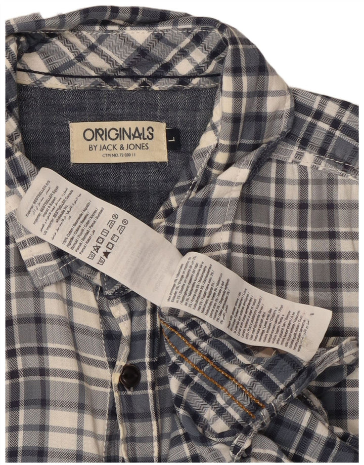 Jack & Jones herreskjorte stor blå ternet bomuld