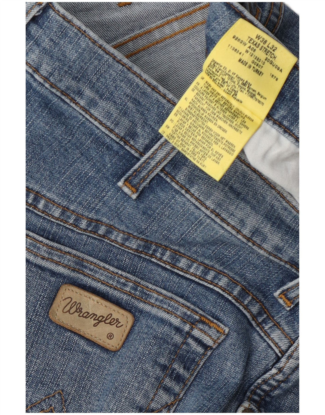 Wrangler Herre Texas Stretch Straight Jeans W38 L32 Blå Bomuld