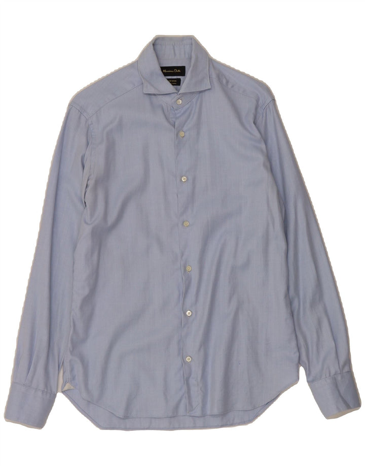 MASSIMO DUTTI Mens Shirt Size 15 1/2 Medium Blue Herringbone Vintage Massimo Dutti and Second-Hand Massimo Dutti from Messina Hembry 