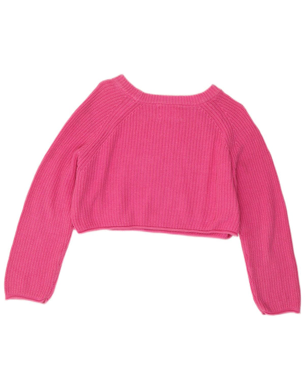 Zara Girls Crop Oversized Boat Neck sweater 11-12 år Pink Bomuld