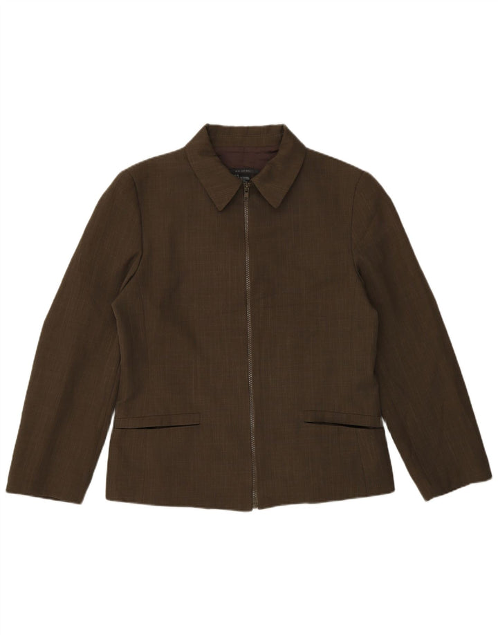 Zara Dame Blazer Jakke EU 40 Medium Khaki Polyester