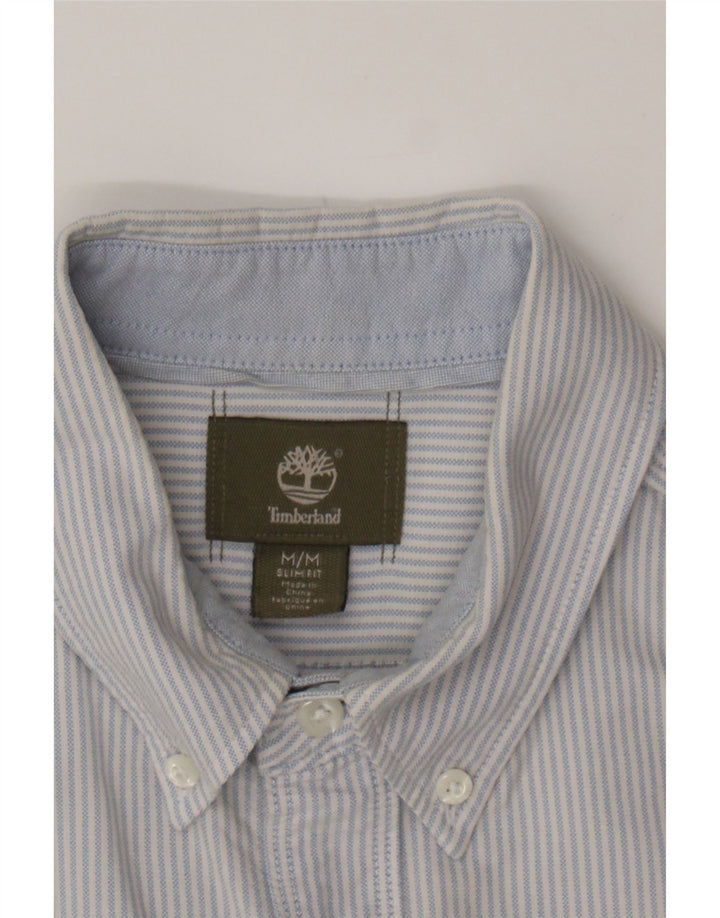 TIMBERLAND Mens Slim Fit Shirt Medium Blue Pinstripe Cotton Vintage Timberland and Second-Hand Timberland from Messina Hembry 