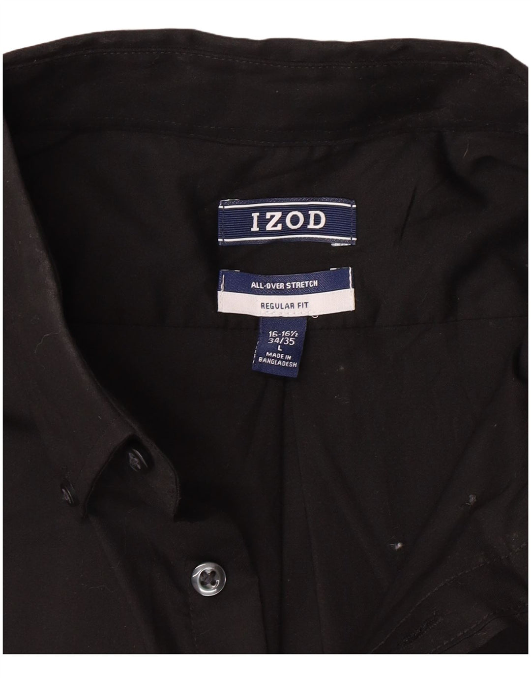 Izod Stretch Regular Fit skjorte til mænd str. 16 16 1/2 Stor sort bomuld