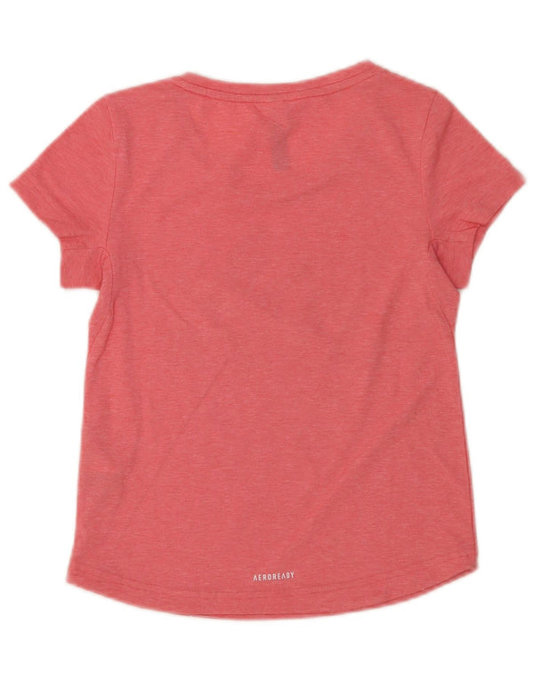 Adidas Girls Aeroready Graphic T-Shirt Top 9-10 Years Pink Flecked