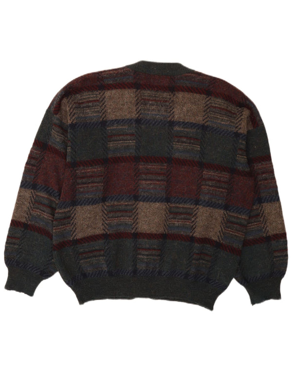 Settebello Herre Cardigan Sweater Stor Grøn Ternet Mohair
