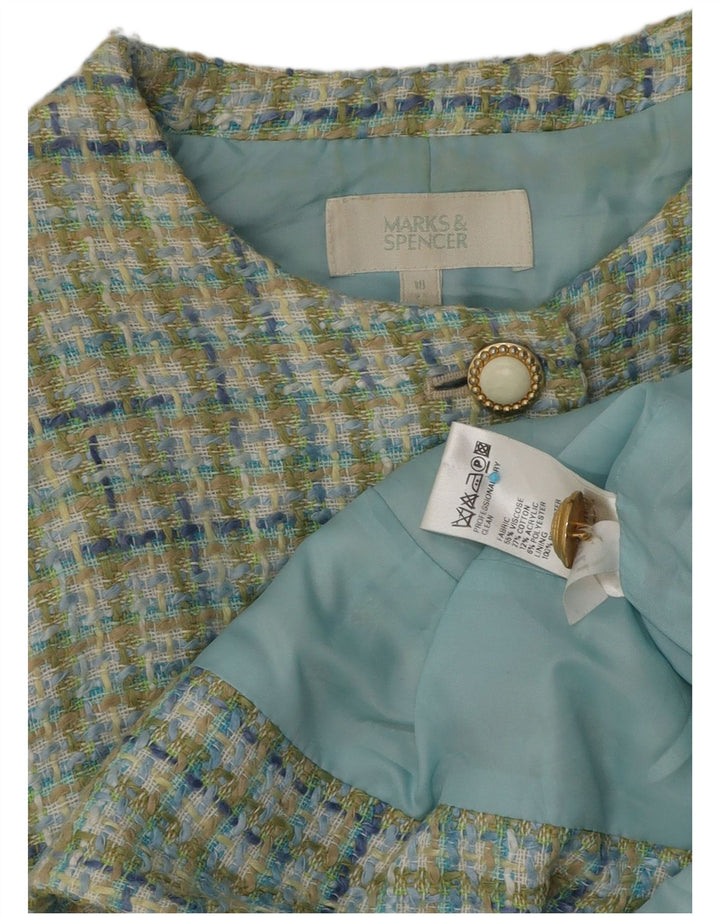 Marks & Spencer Dame 4-knaps blazerjakke UK 18 XL Grøn ternet viskose
