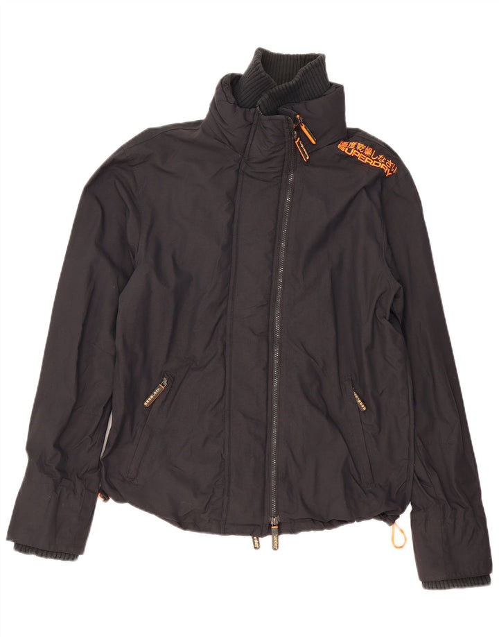 Superdry Windcheater Windbreaker Jacket til kvinder UK 14 Medium Sort Polyester